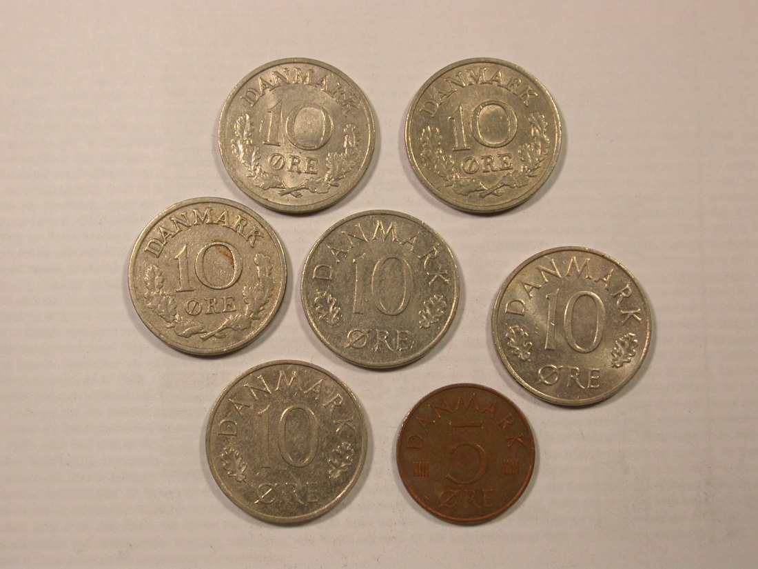  H19 Dänemark  7 Münzen 1963-1985   Originalbilder   