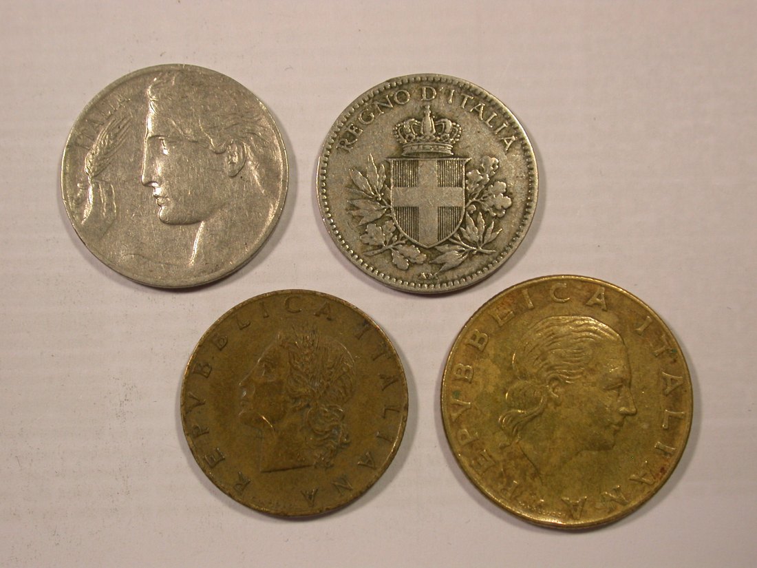  H19 Italien  4 Münzen 1908-1979    Originalbilder   