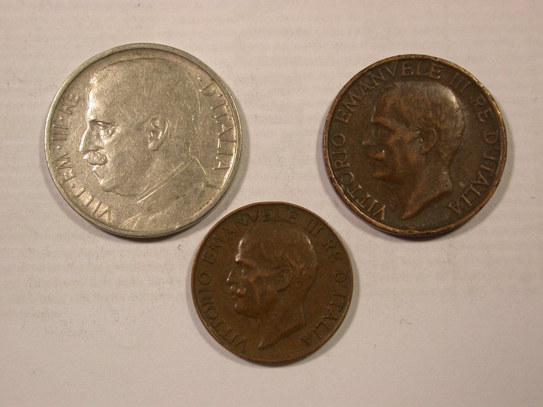 H19 Italien  3 Münzen aus 1920 verschieden     Originalbilder   