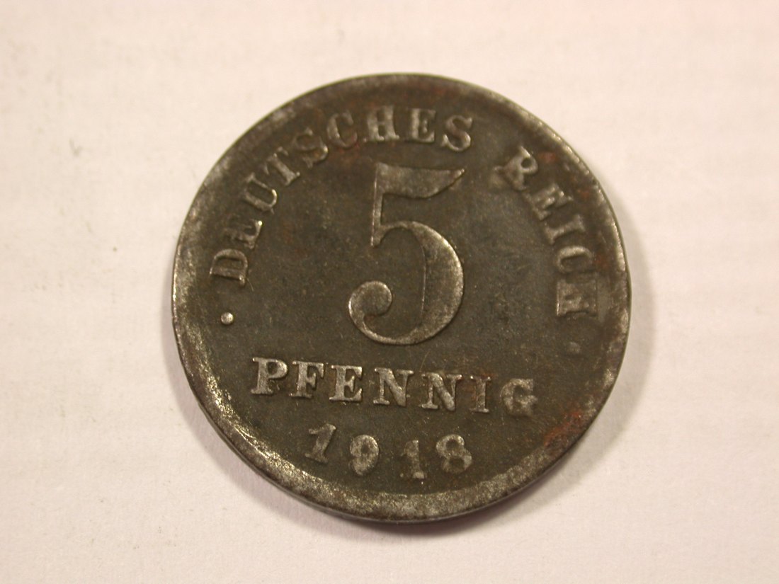  H19 KR  5 Pfennig 1918 F in ss   Originalbilder   