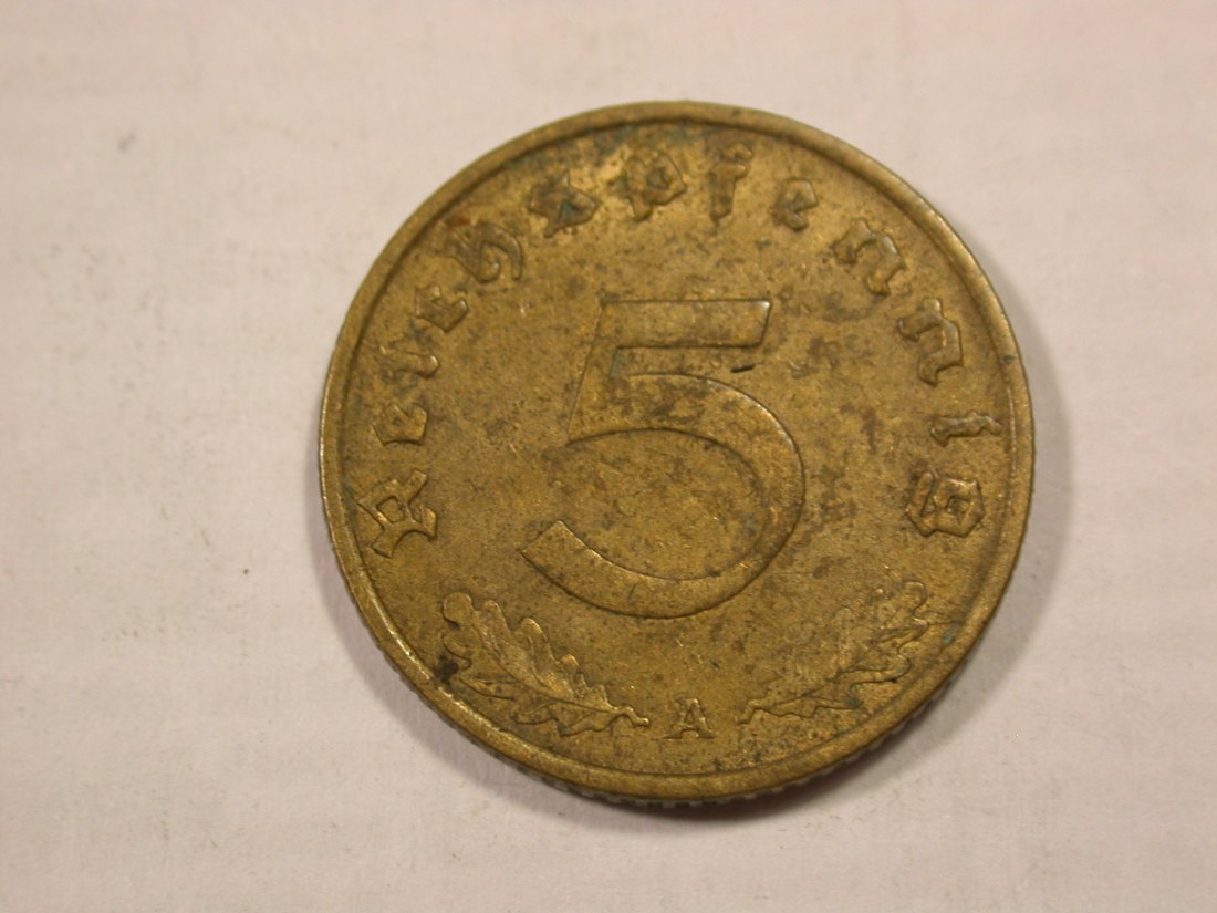 H19 3.Reich 5 Pfennig 1937 A in ss Originalbilder