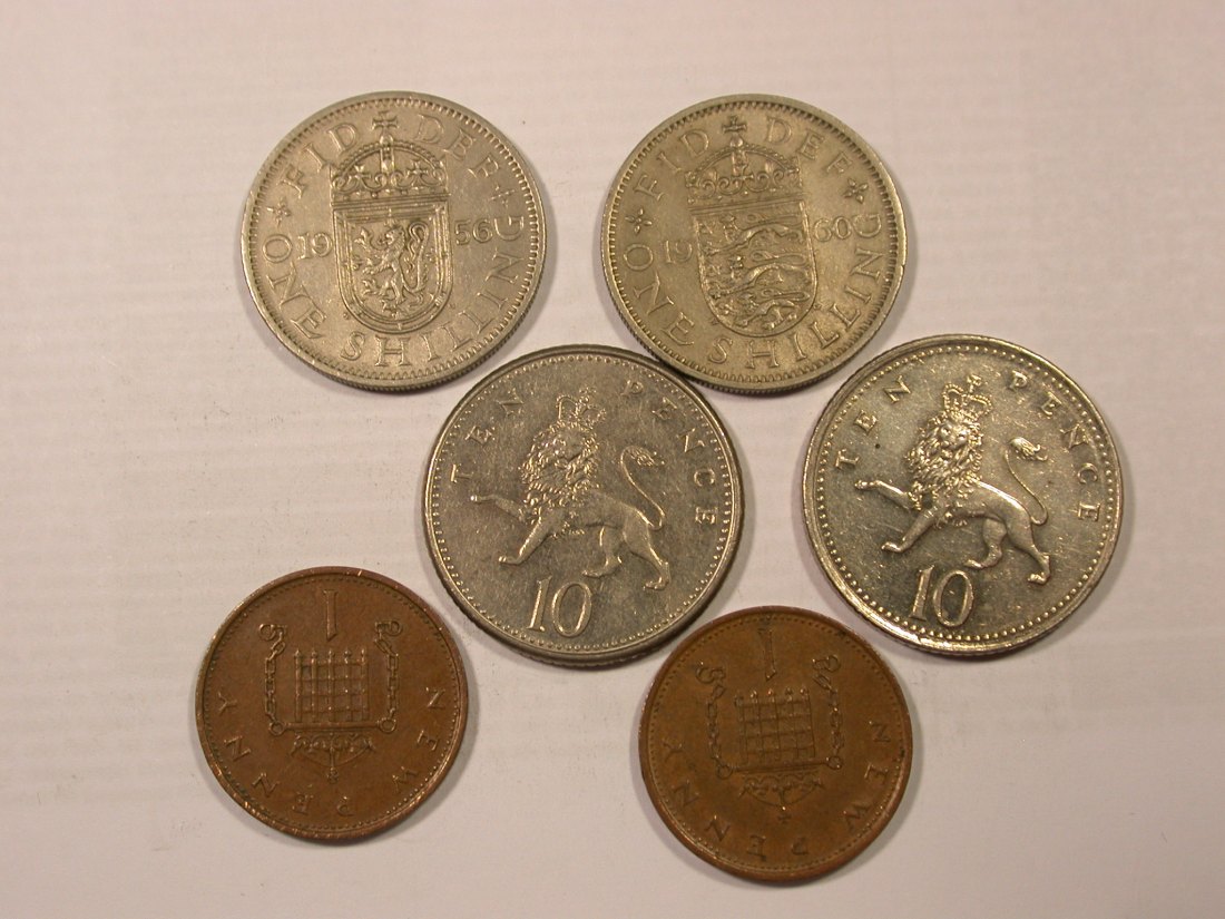  H19 Großbritannien 6 Münzen 1956-1996 verschieden look  Originalbilder   