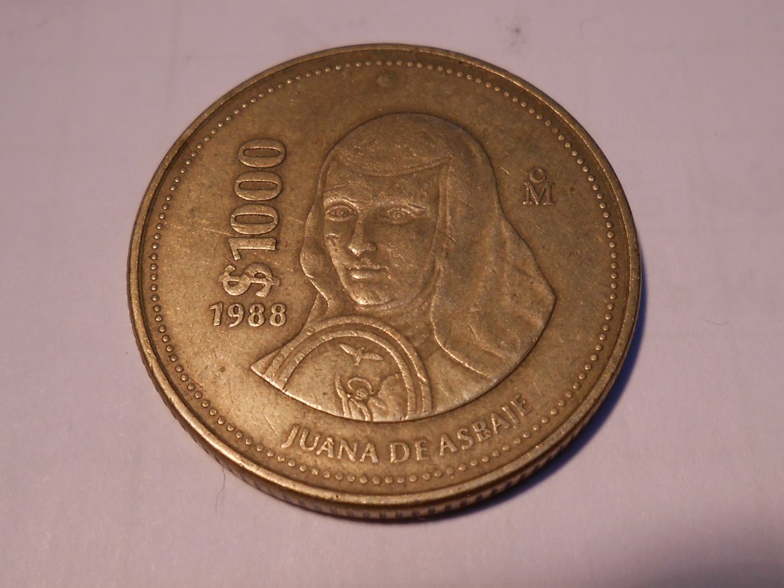  M.80. Mexiko, 1000 Pesos 1988, Al-Bronze   