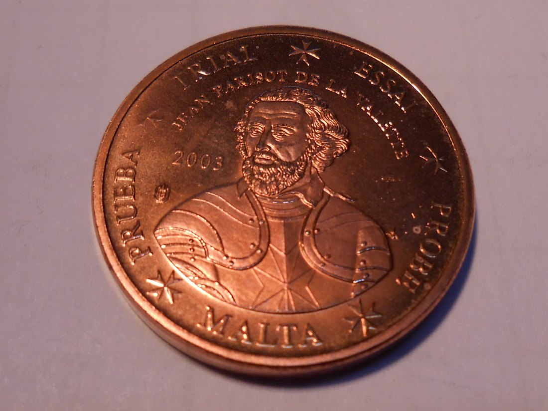  M.90. Malta, 2 Cent Specimen 2003, Probeprägung als Münzentwurf   