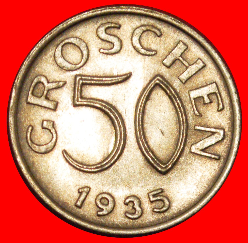 * NICHT KOMMUNISTISCHER ADLER (1935-1936): ÖSTERREICH ★ 50 GROSCHEN 1935 uSTG! OHNE VORBEHALT!