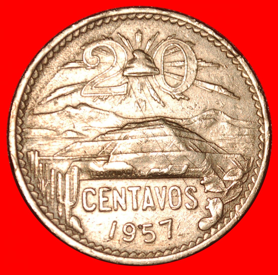  * PYRAMID OF THE SUN (1943-1974): MEXICO ★ 20 CENTAVOS 1957!★LOW START ★ NO RESERVE!   