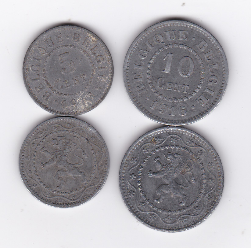 Königreich Belgien 5 und 10 Centimes 1916   