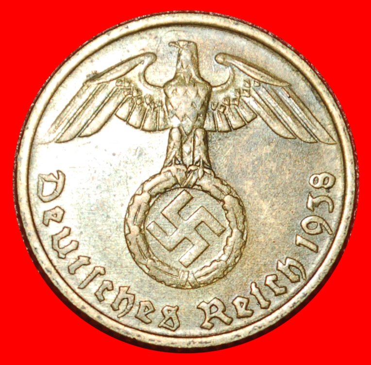  * SWASTIKA 1936-1939:GERMANY★5 PFENNIGS 1938D BAVARIA! THIRD REICH 1933-1945★LOW START ★ NO RESERVE!   