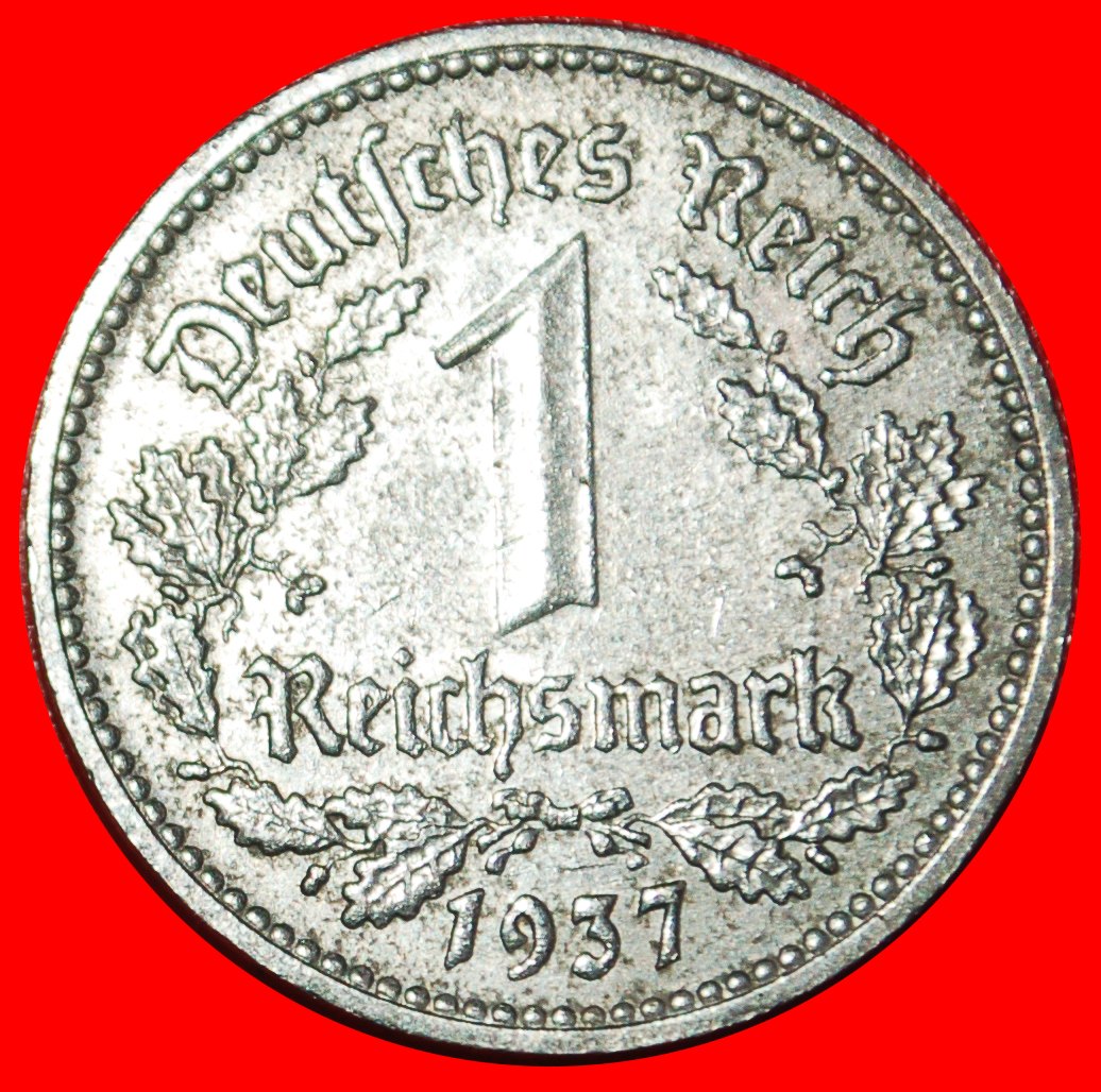  * NO SWASTIKA (1933-1939): GERMANY ★ 1 MARK 1937D UNCOMMON! BAVARIA! ★LOW START ★ NO RESERVE!   