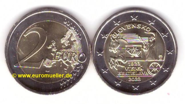Slowakei 2 Euro Gedenkmünze 2023...Pferdeexpresspost...unc.   