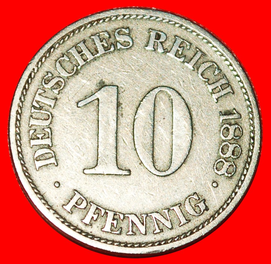 * EAGLE (1873-1889): GERMANY ★ 10 PFENNIGS 1888E SAXONY! WILLIAM I 1871-1888★LOW START ★ NO RESERVE!