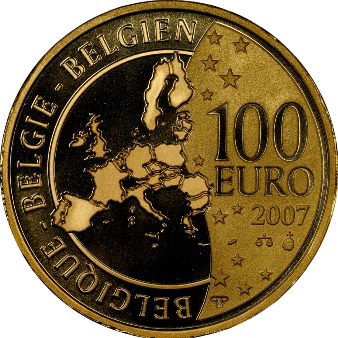  Belgien 100 Euro 2007 | NGC PF69 ULTRA CAMEO TOP POP | 175. Jahrestag der belgischen Münzen   