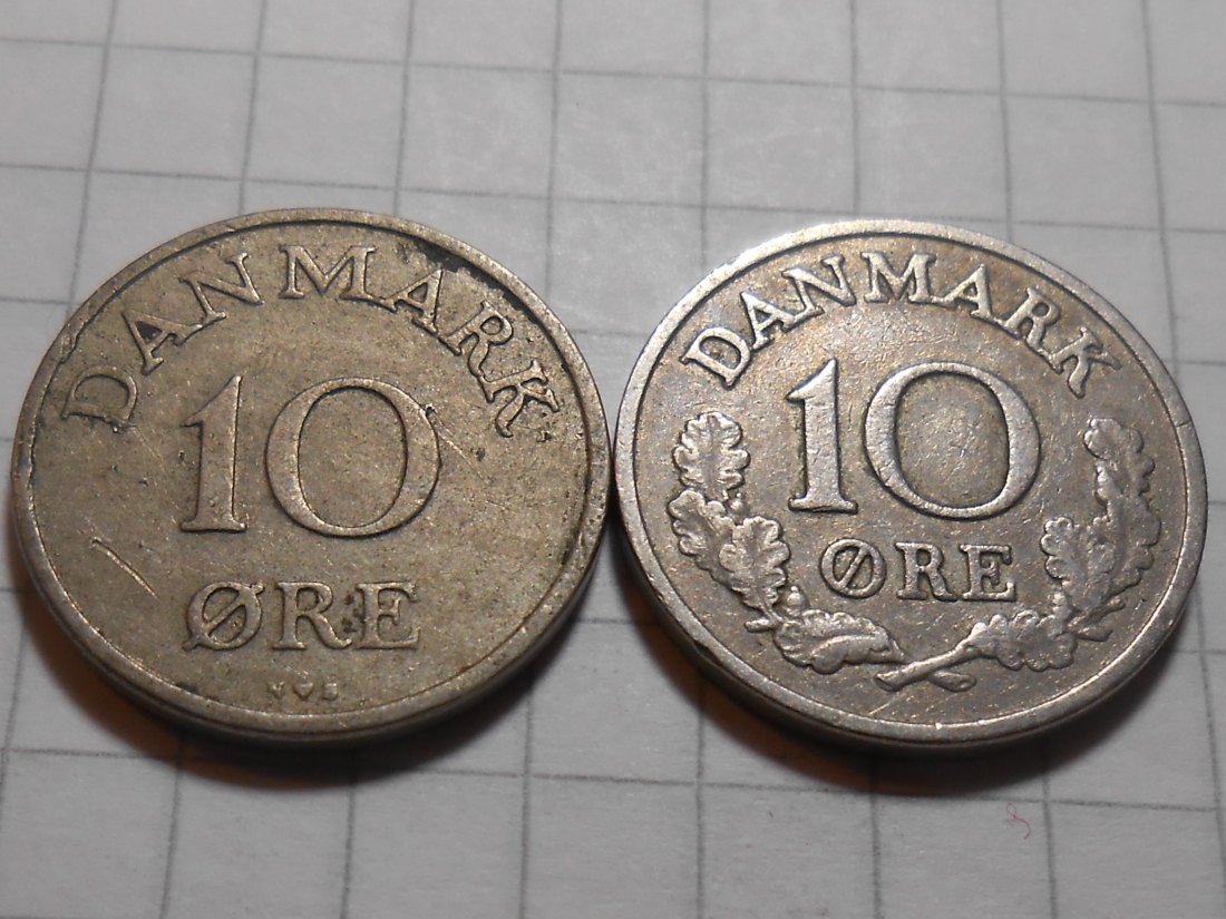  e.46 Dänemark 2er Lot 10 Öre 1950 und 1961   