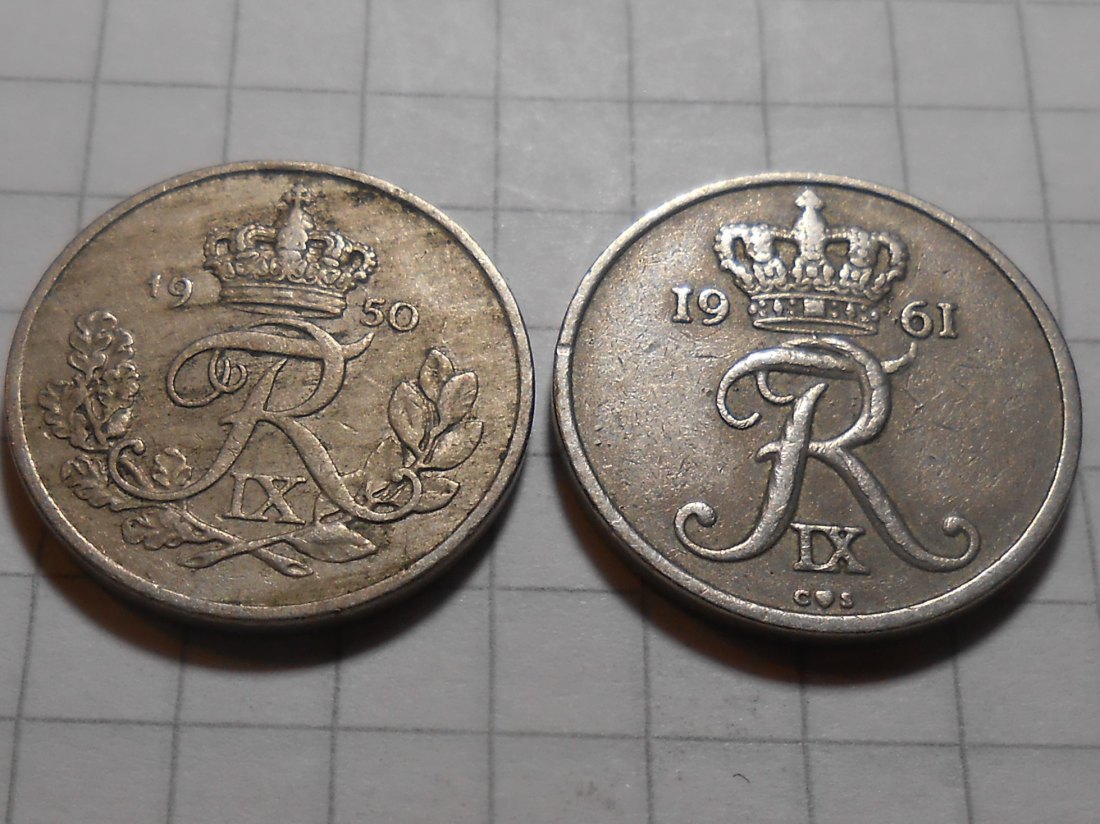  e.46 Dänemark 2er Lot 10 Öre 1950 und 1961   