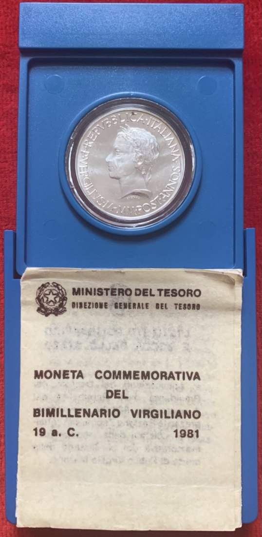  Italien 500 Lire 1981 Vergil Silber Kasten BU   
