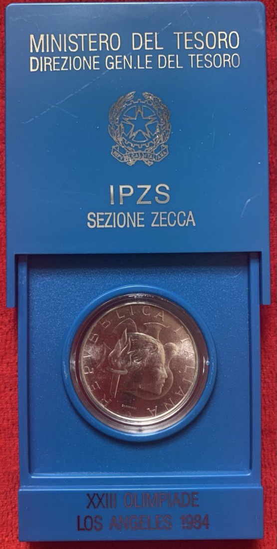 Italy 500 lire 1984 Los Angeles Olympics Silver BOX BU