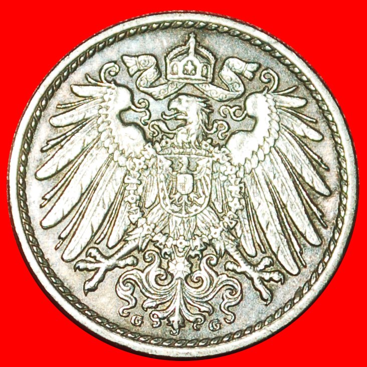  * ADLER (1890-1915): DEUTSCHLAND★5 PFENNIG 1915G BADEN! WILHELM II. 1888-1918★OHNE VORBEHALT!   