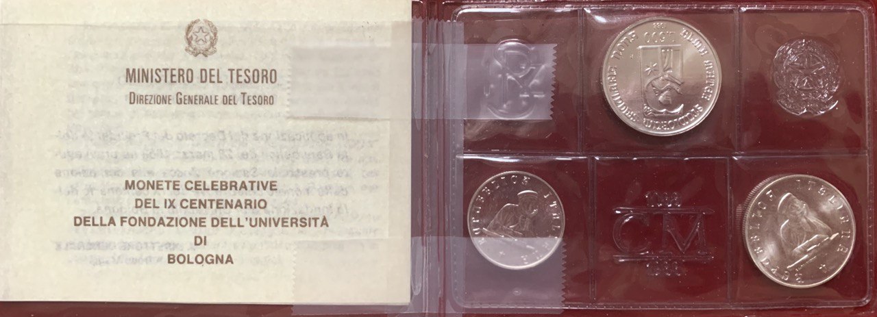  Jahresset von Italien 1988 900. Jahrestag – Universität Bologna BU (3 Münzen)   