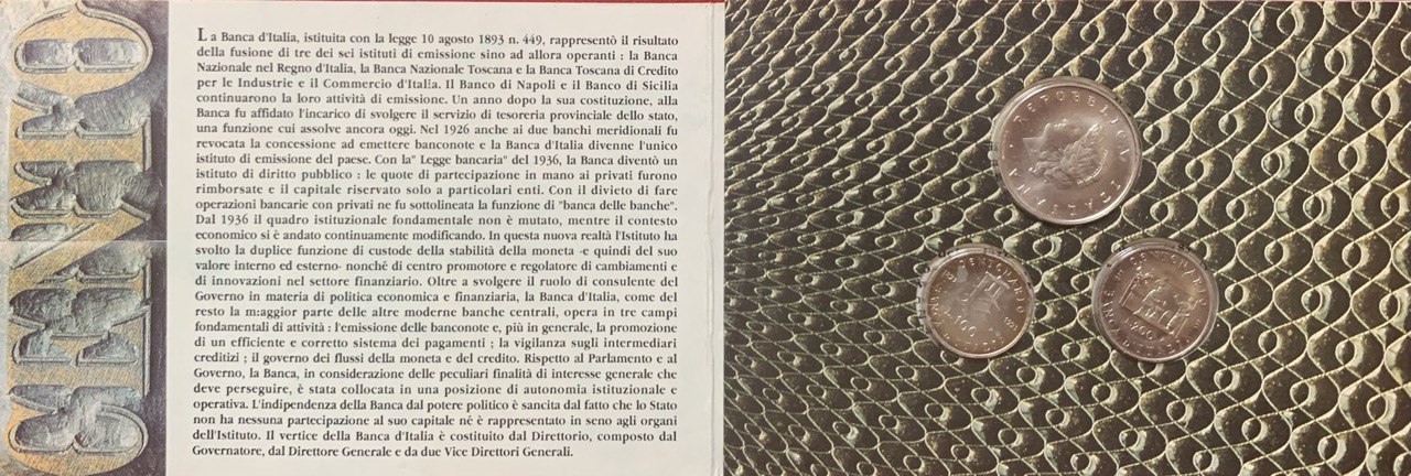 Jahresset von Italien 1993 100. Jahrestag – Bank von Italien BU (3 Münzen)   