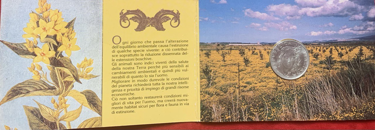  Italy 500 lire 1993 Flora and Fauna Silver Booklet BU   