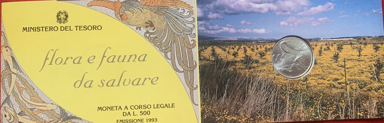  Italien 500 Lire 1993 Flora und Fauna Silber Booklet BU   