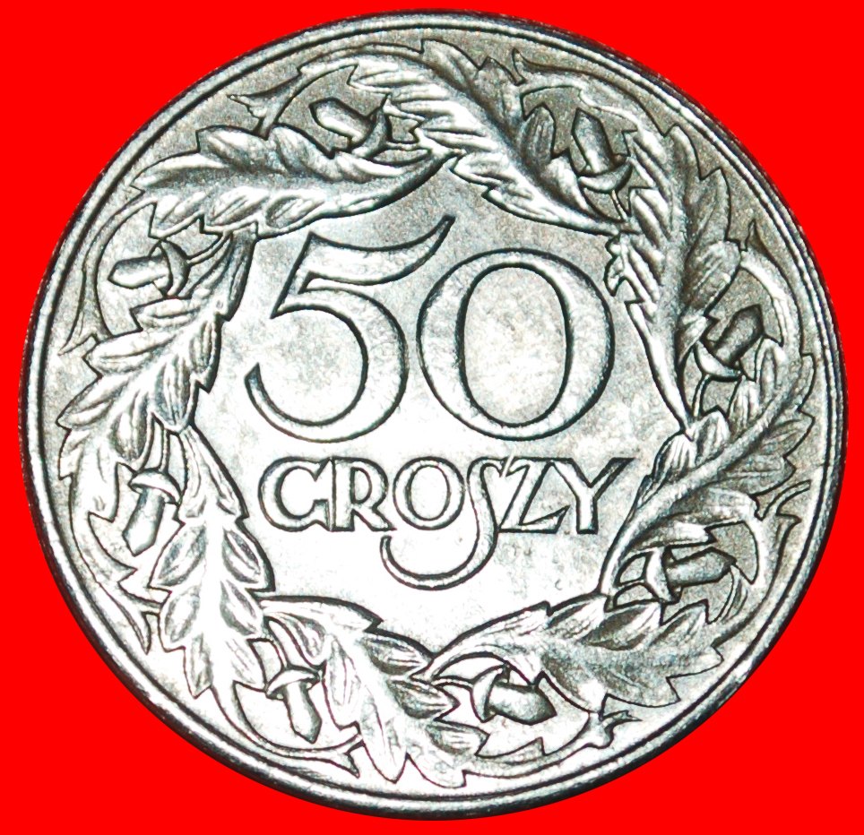 * OCCUPATION BY GERMANY (1939-1944): POLAND ★ 50 GROSHES 1938 UNCOMMON! ★LOW START ★ NO RESERVE!