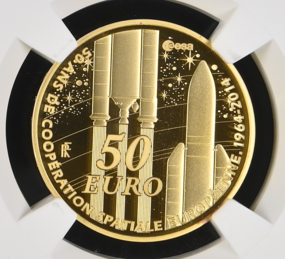  Frankreich 50 Euro 2014 | NGC PF70 ULTRA CAMEO TOP POP | 50 Jahre ESA   