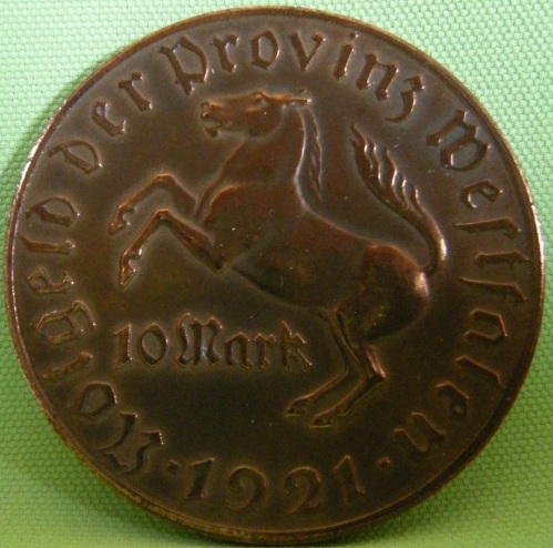  Westfalen, 10 Mark 1921 Freiherr vom Stein, J N13, Funck 599.5   
