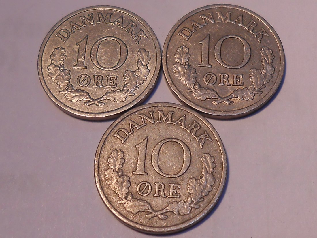  e.56. Dänemark, 3erLot 10 Öre 1961 1962 1963   