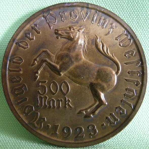 Westfalen, 500 Mark 1923 Annette von Droste Hülshoff, J N19, Funck 645.6
