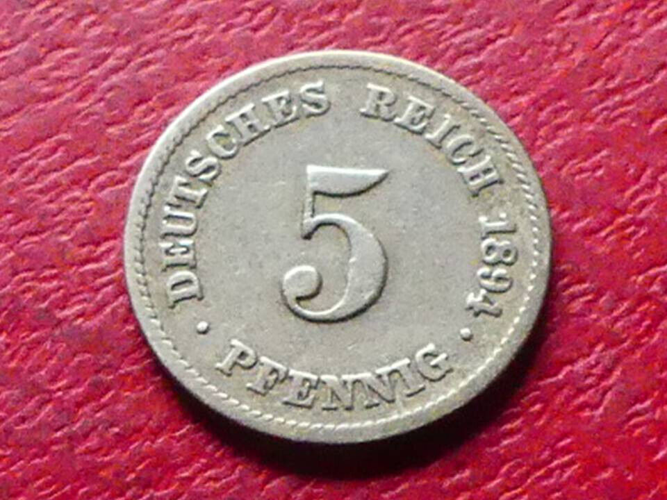  s.23 Deutsches Kaiserreich** 5 Pfennig 1894 F   