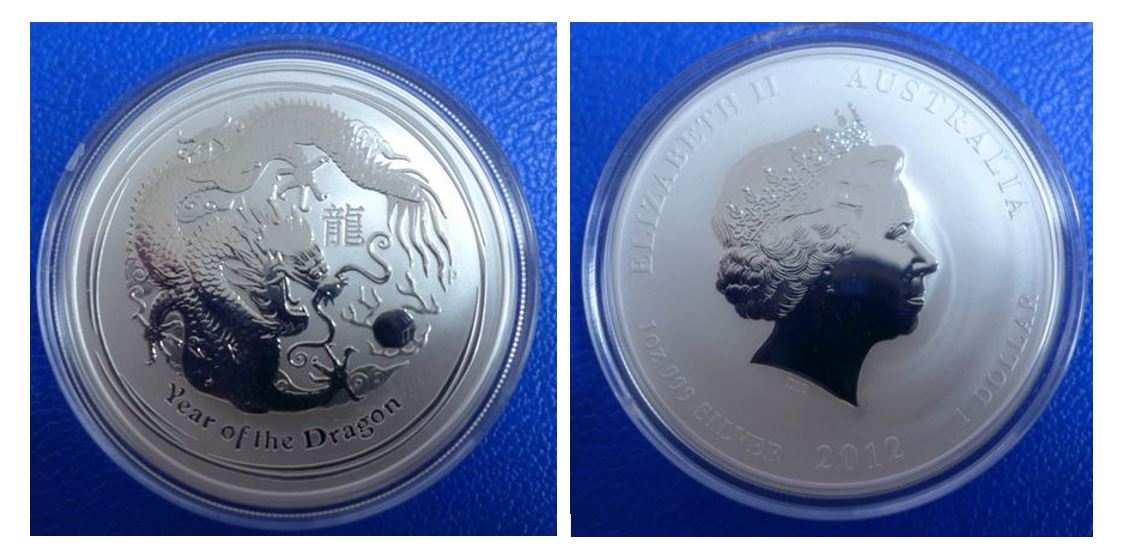  - kirofa - Australia-2012 - LUNAR II - DRACHE - DRAGON  - 1 Unze Silber 99.90%. Originalkapsel   