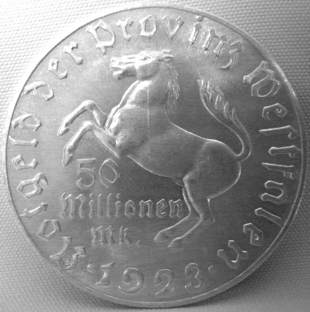 Westfalen, 50 Mill. Mark 1923 Freiherr vom Stein, J N27, Funck 645.13