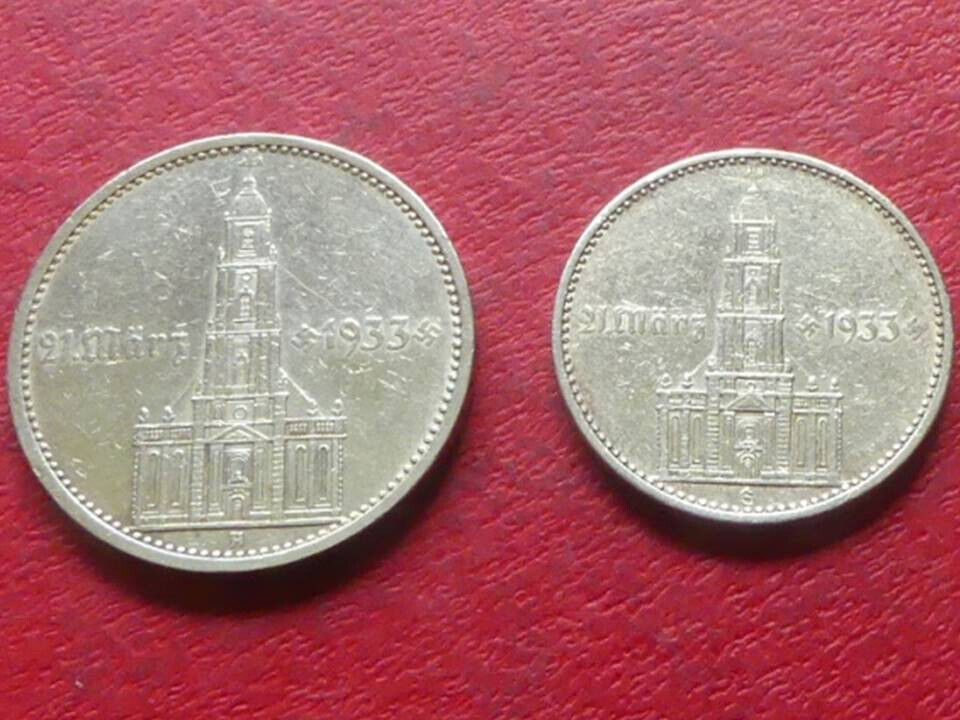  s.40 Drittes Reich** Silber, Garnisonkirche, 2 RM 1934 E, 5 RM 1934 A   