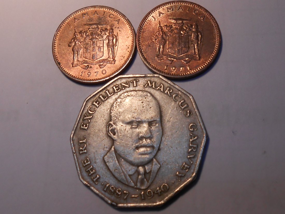  M.108. Jamaika, 3er Lot, 1 Cent 1970, 1 Cent 1971, 50 Cent 1975   