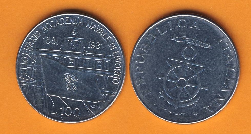  Italien 100 Lire 1981 Sondermünze 100 Jahre Marineakademie   