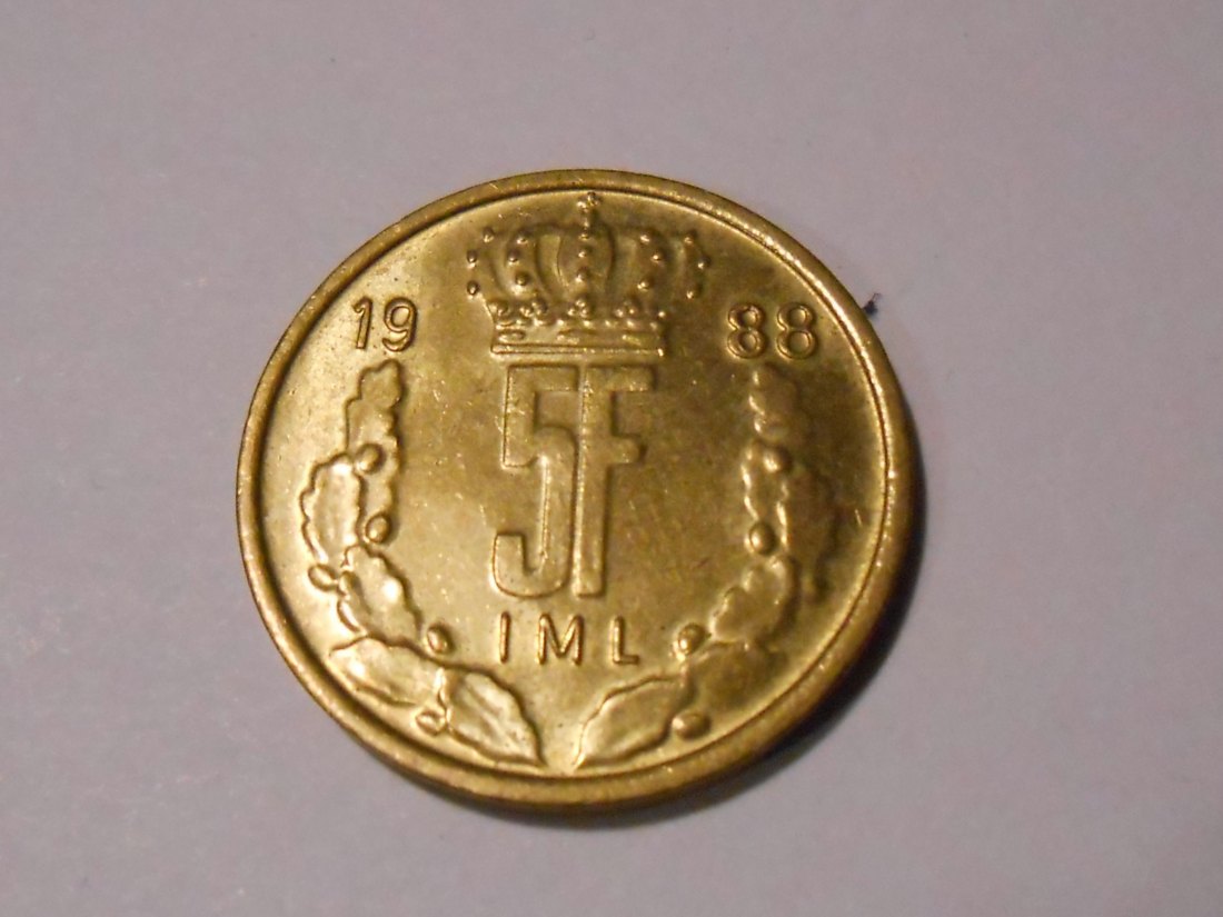  M.117. Luxemburg, Einzelstück, 5 Franc 1988   