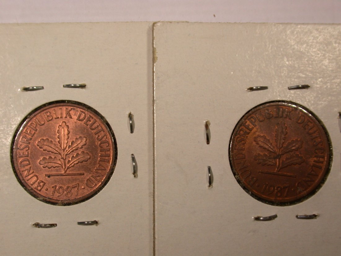  I1  BRD  2 Pfennig 1987 F und G  2 Stück in vz oder besser Originalbilder   