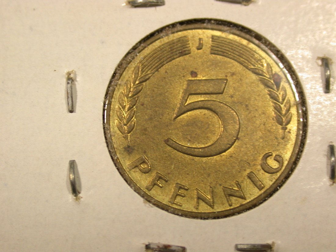  I1  BRD  5 Pfennig 1950 J in vz/vz+ leicht flecking Originalbilder   