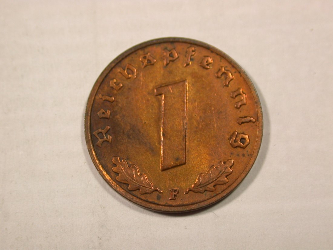 I1 3.Reich 1 Pfennig 1940 F in vz/vz+ Originalbilder