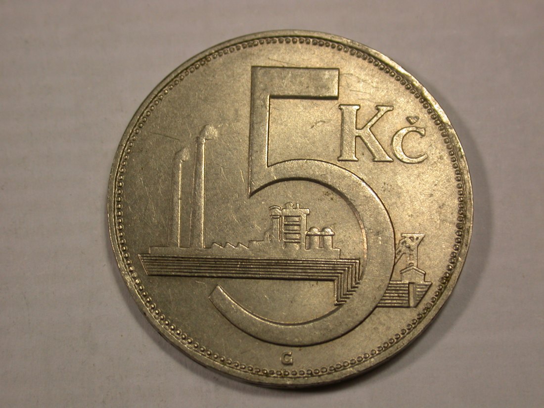  I1  CSSR  5 Kronen 1938 in f.vz  Originalbilder   