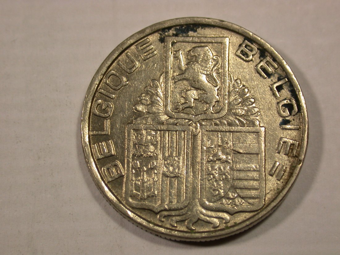  I1  Belgien  5 Franken 1938 in ss-vz  Originalbilder   