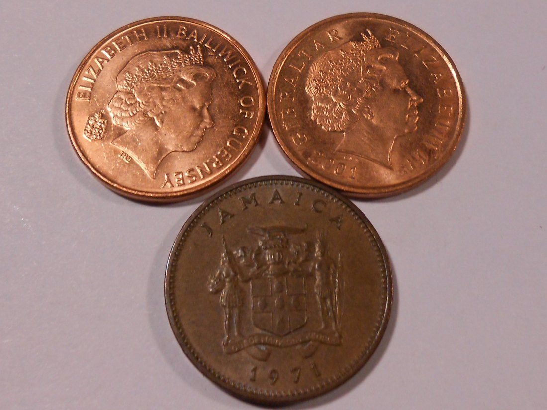  M.124. Bailiwick of Jersey, 1 Penny 2003 / Jamaika, 1 Cent 1971 / Gibraltar 1 Penny 2001   