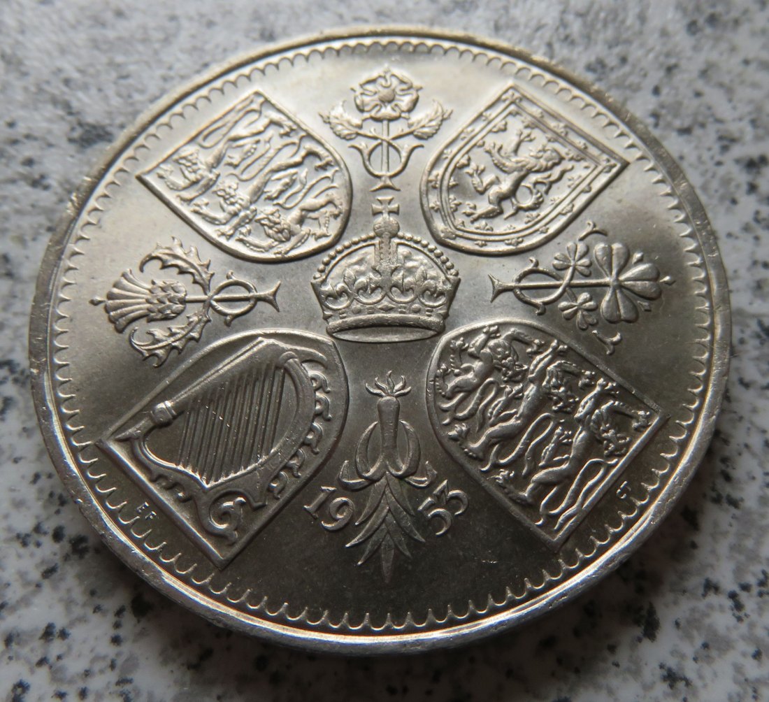  Großbritannien 1 Crown 1953 / 5 Shillings 1953   