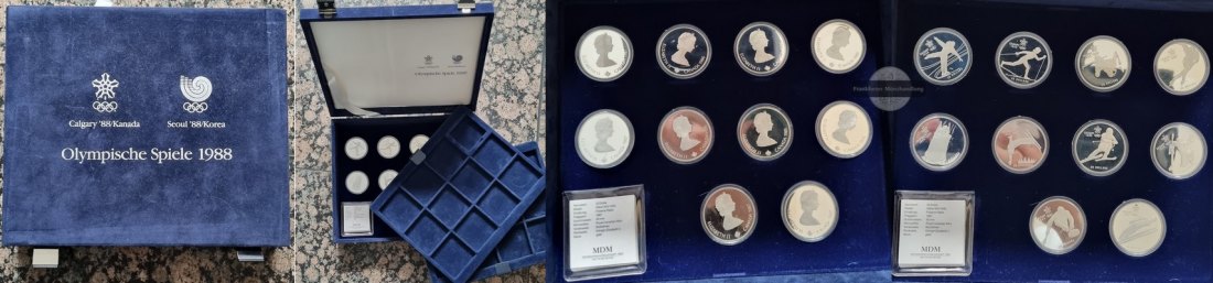  Kanada, 10x 20 Dollar  1985-1987  Olympia 1988 in Calgary  FM-Frankfurt  Feinsilber: 311,05g   