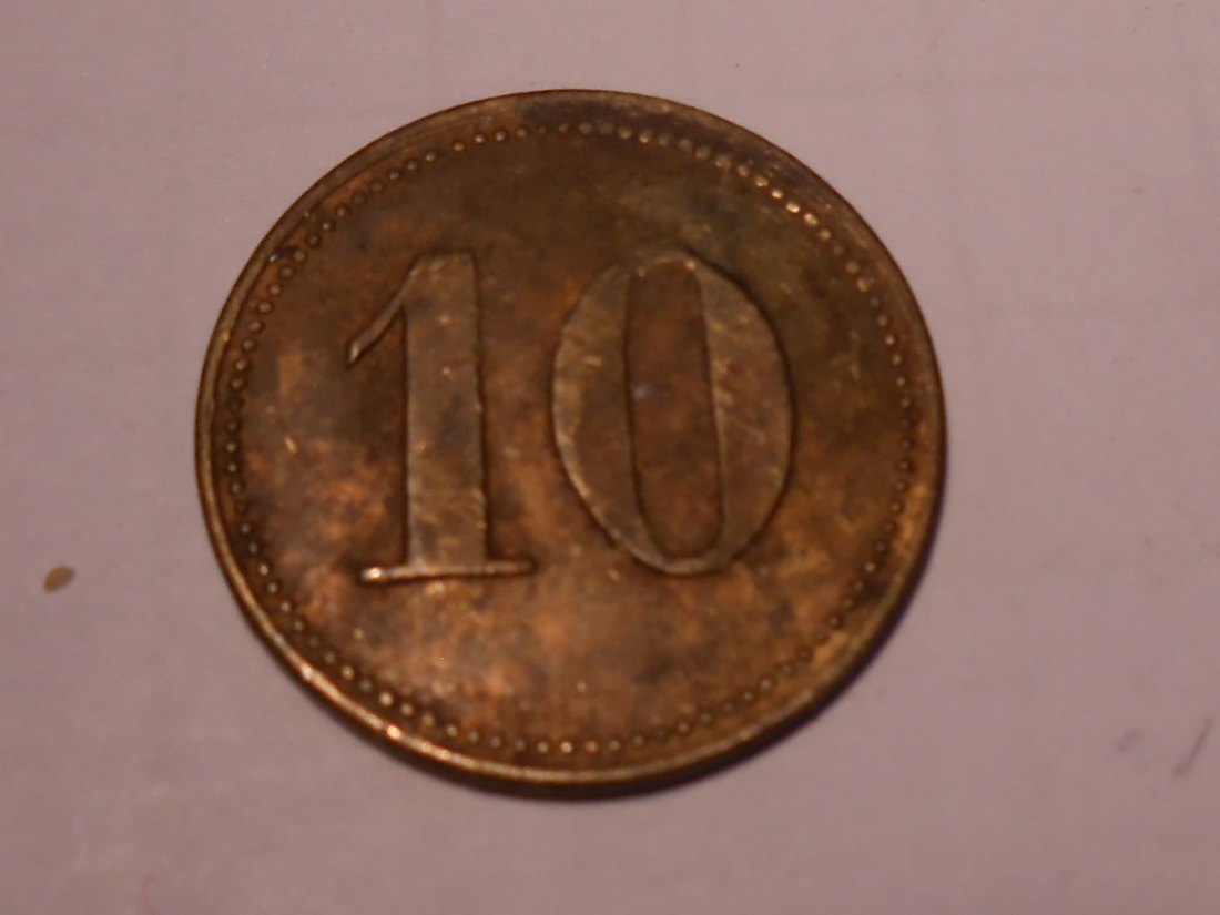  T:6.9 Token auf der VSeine 10 im Perlkreis, auf der RS eine 10 im Perlkreis mit Umschrift „WERT-MARK   