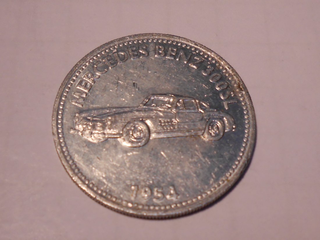  T:7.2 Medaille Shell, Modell Mercedes Benz 330 Sl 1954, Material: Aluminium   