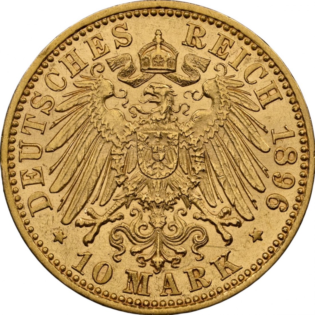 Deutsches Reich Hessen 10 Mark 1896 | NGC OBV Cleaned | Ernst Ludwig   