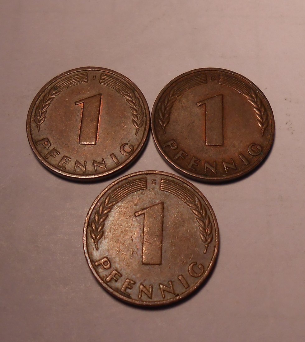  e.76 BRD 3er Lot 1 Pf. 1950D 1950J 1966G   