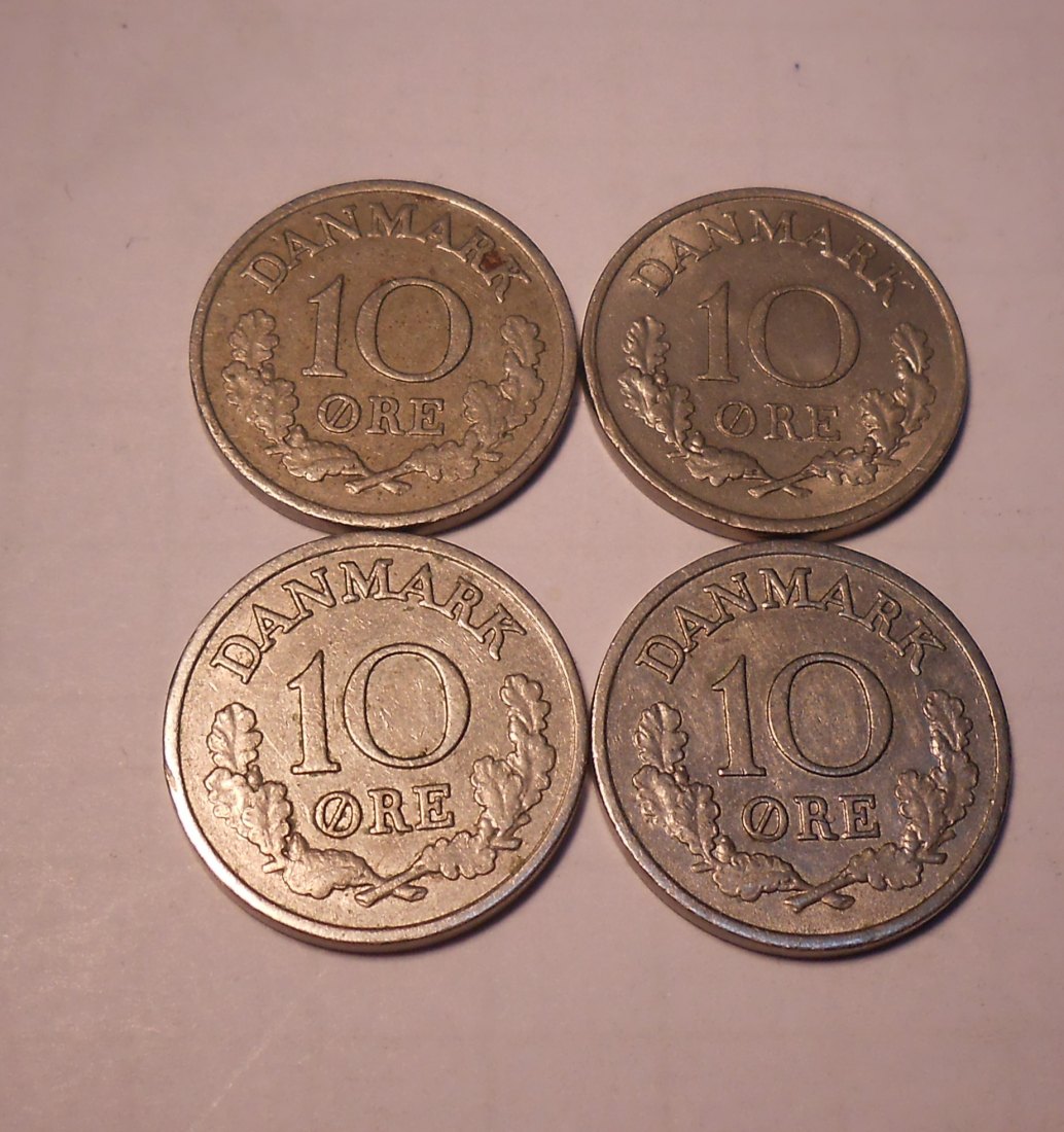  e.88 Dänemark 4er Lot 10 Öre 1961 1962 1965 1972   